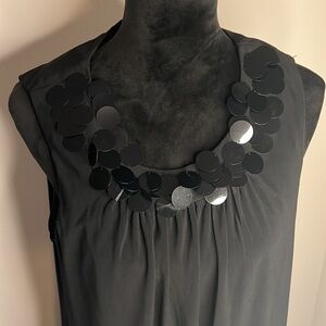 Karin Stevens black embellished collar sleeveless dress‎ Sz 14 vintage